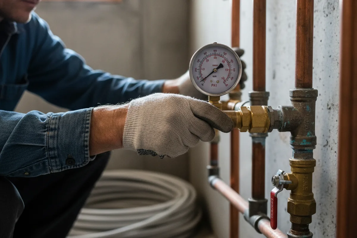 Pressure testing a repaired line during Water Line Repair in Port Clinton